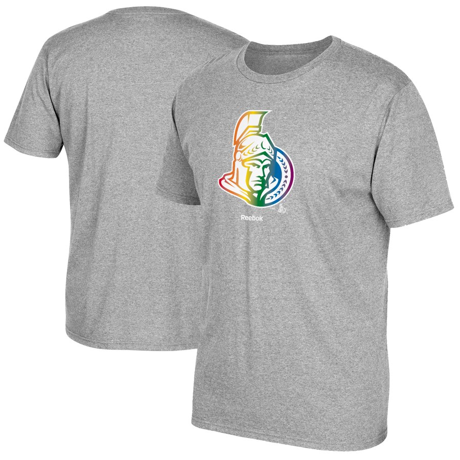 Ottawa Senators Reebok Rainbow Pride T-Shirt Gray