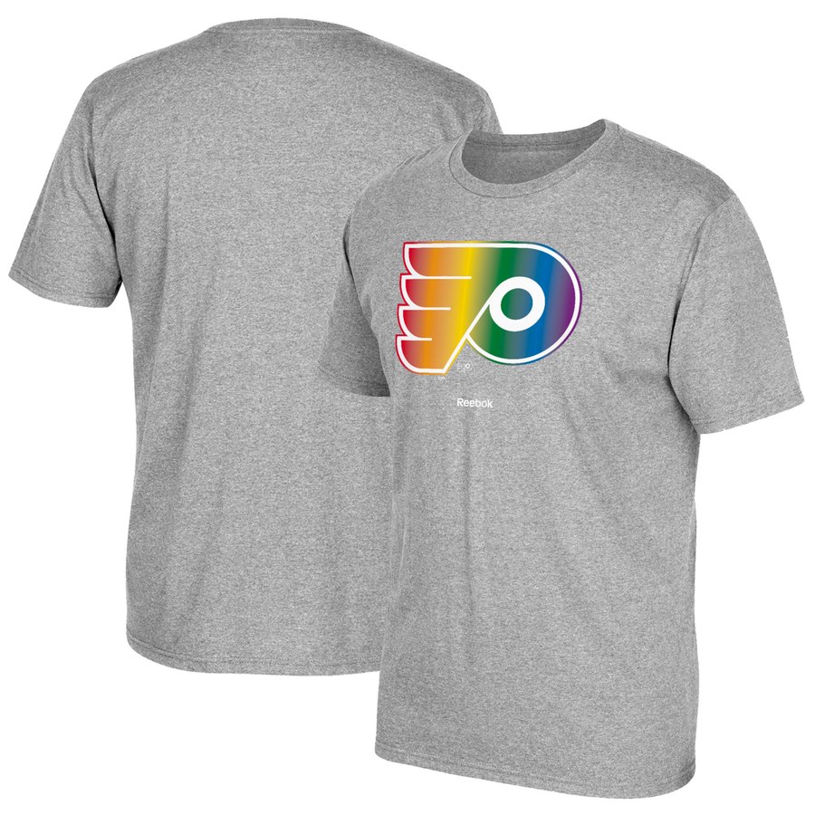 Philadelphia Flyers Reebok Rainbow Pride T-Shirt Gray