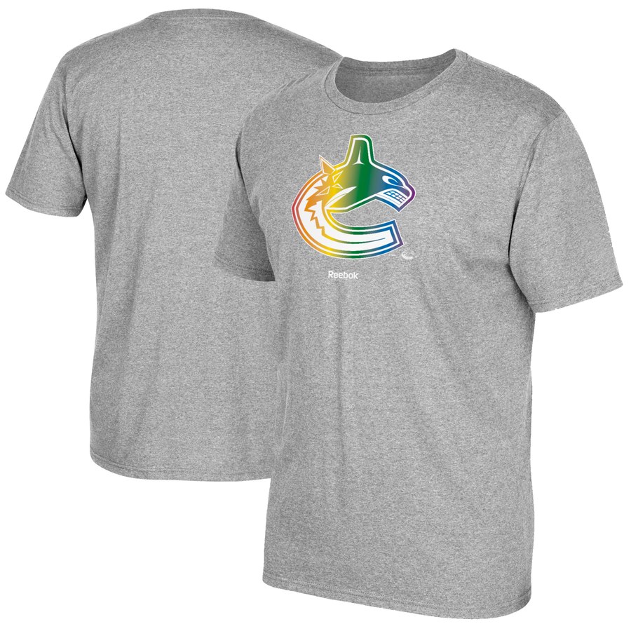 Vancouver Canucks Reebok Rainbow Pride T-Shirt Gray