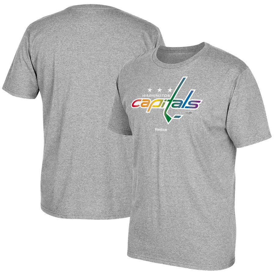 Washington Capitals Reebok Rainbow Pride T-Shirt Gray