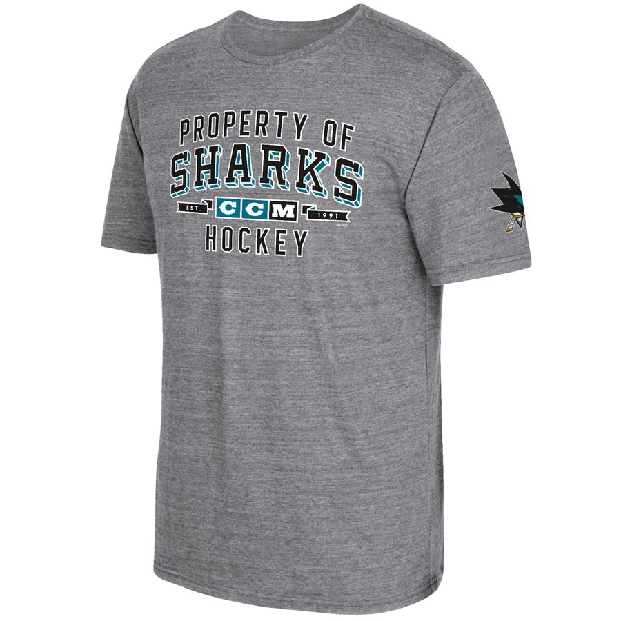 San Jose Sharks CCM Property Block Tri-Blend T-Shirt Gray