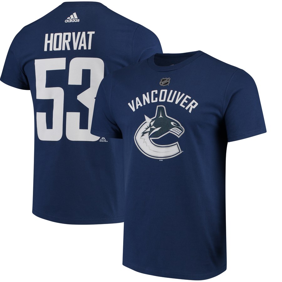 Vancouver Canucks #53 Bo Horvat adidas Name & Number T-Shirt Blue