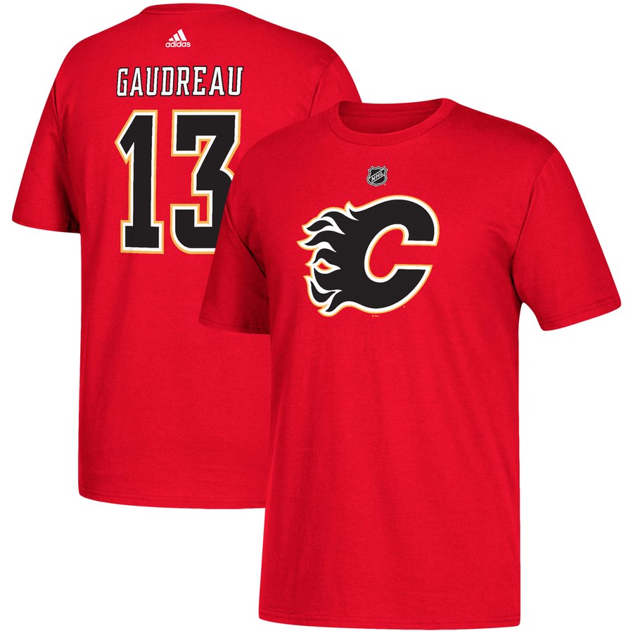 Calgary Flames #13 Johnny Gaudreau adidas Name & Number T-Shirt Red