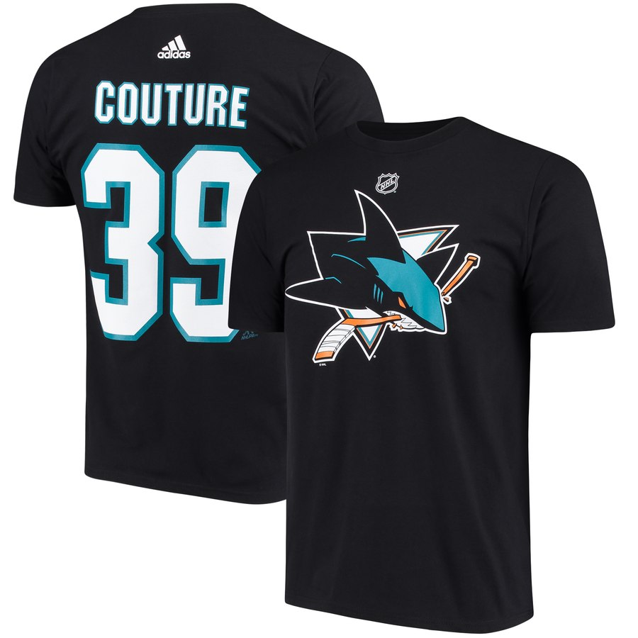 San Jose Sharks #39 Logan Couture adidas Name & Number T-Shirt Black