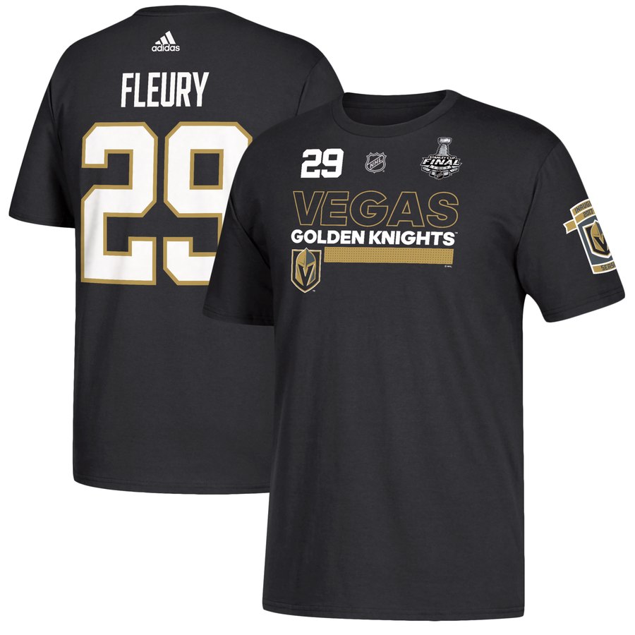 Vegas Golden Knights #29 Marc-Andre Fleury adidas 2018 Stanley Cup Final Bound Name & Number T-Shirt Black