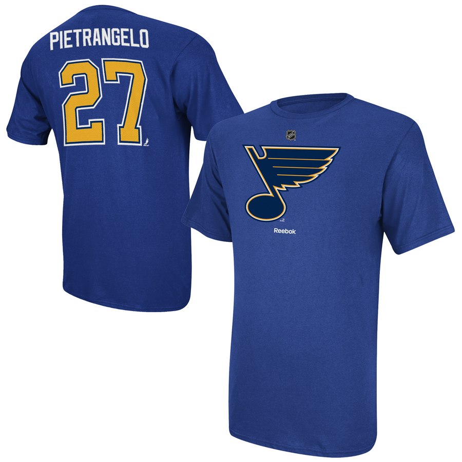 St. Louis Blues #27 Alex Pietrangelo Reebok Name and Number Player T-Shirt Royal