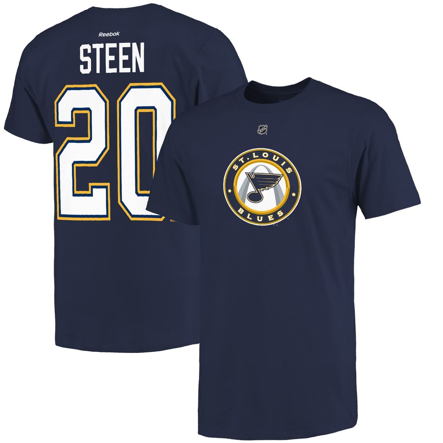 St. Louis Blues #20 Alexander Steen Reebok Name and Number Player T-Shirt Navy