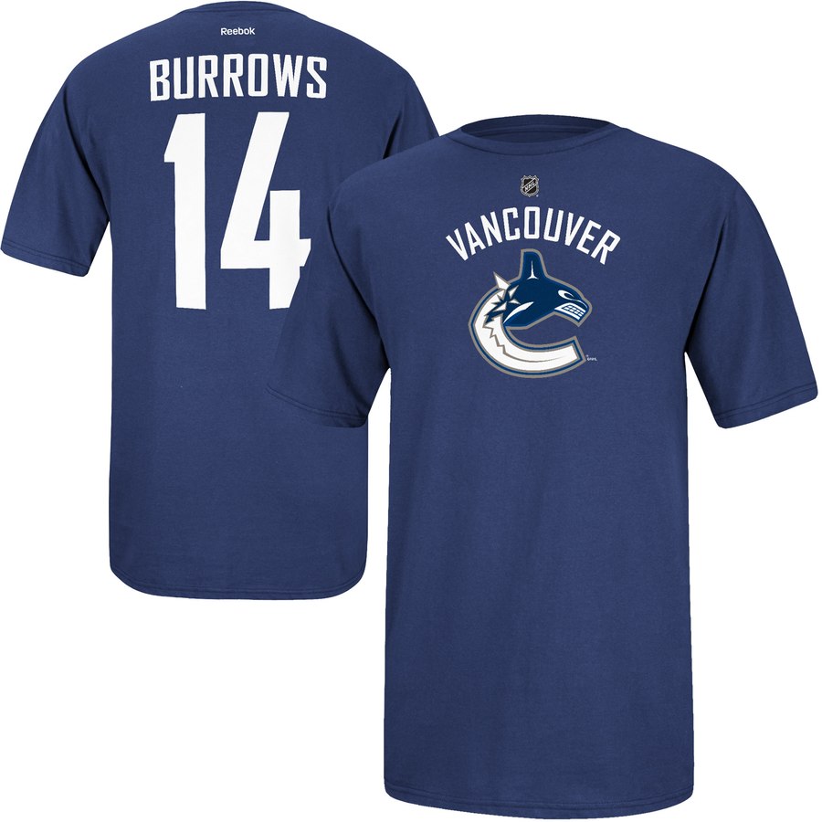 Vancouver Canucks #14 Alexandre Burrows Reebok Name and Number Player T-Shirt Navy