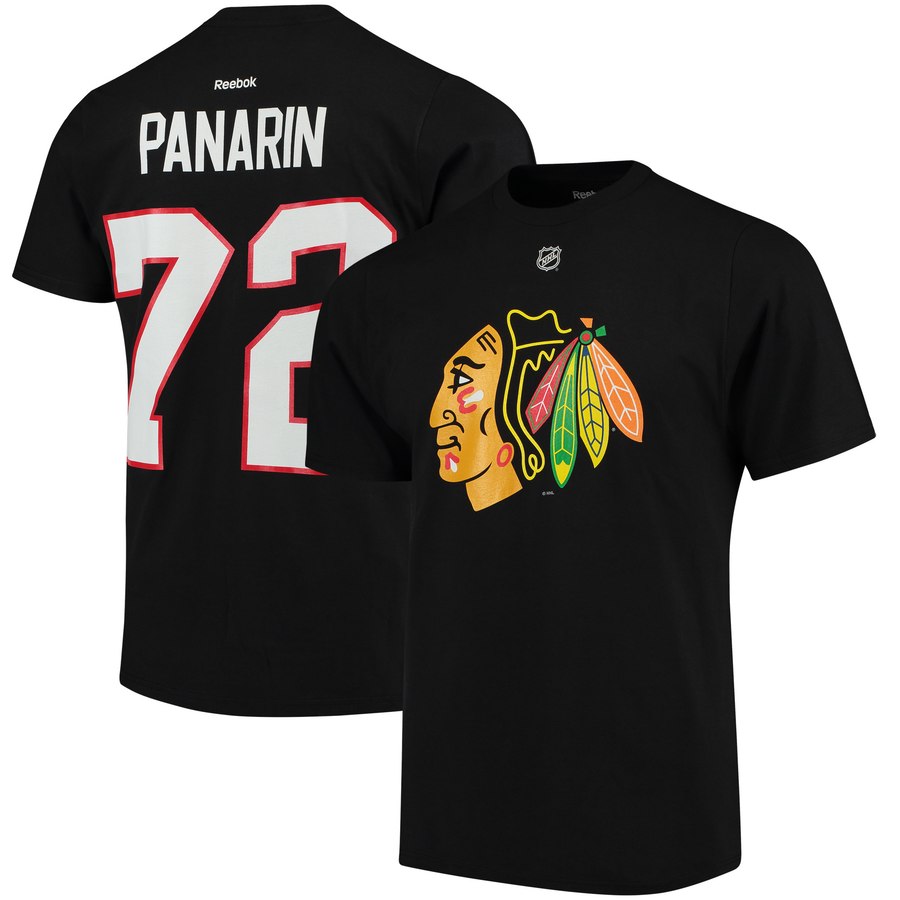 Chicago Blackhawks #72 Artemi Panarin Reebok Name & Number T-Shirt Black