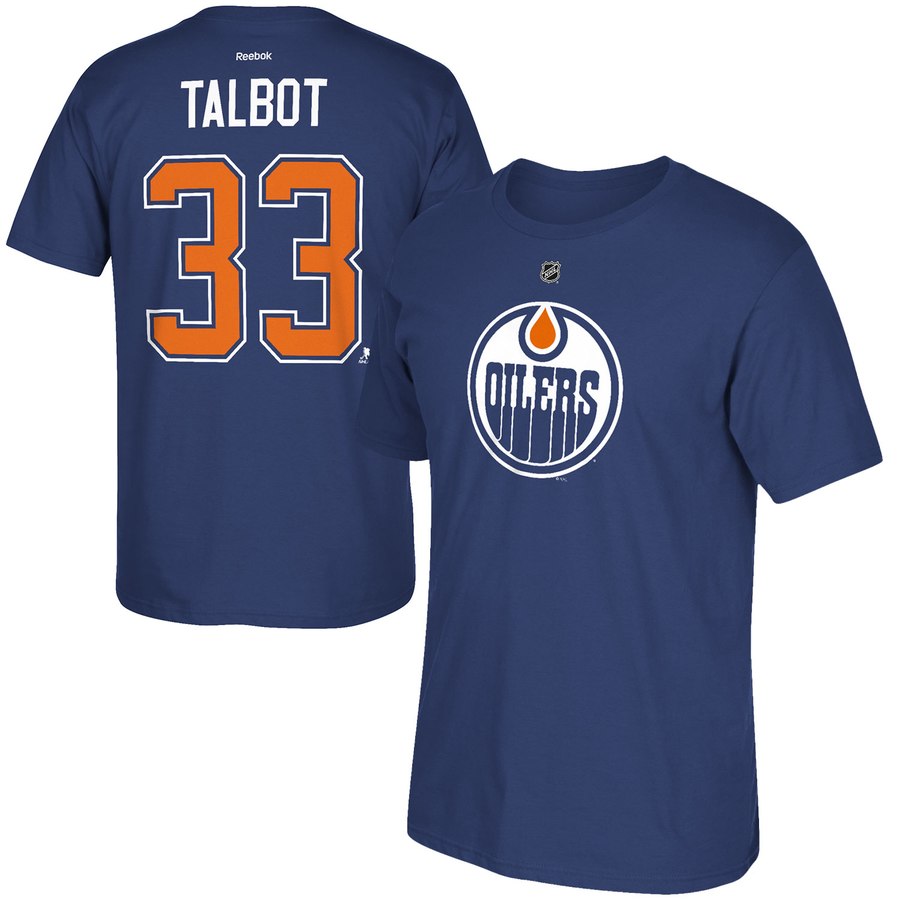 Edmonton Oilers #33 Cam Talbot Reebok Name & Number T-Shirt Blue