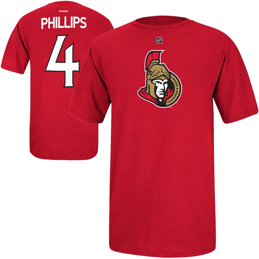 Ottawa Senators #4 Chris Phillips Reebok Name and Number Player T-Shirt Red