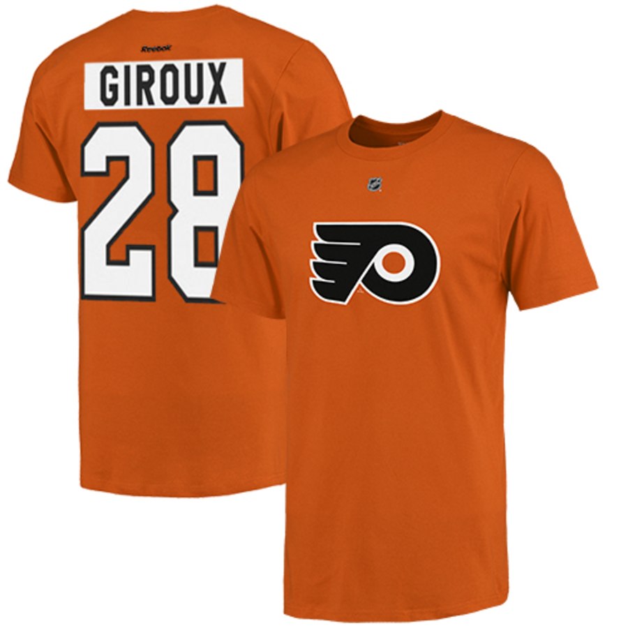 Philadelphia Flyers #28 Claude Giroux Reebok Name and Number Player T-Shirt Orange