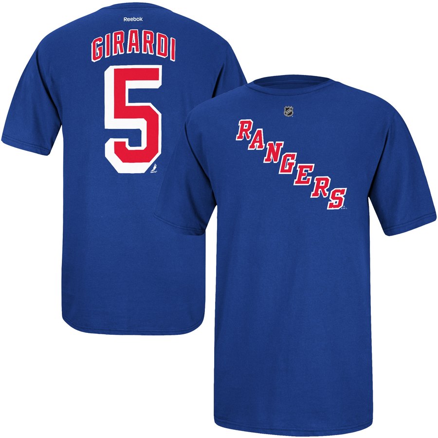 New York Rangers #5 Dan Girardi Reebok Name and Number Player T-Shirt Royal