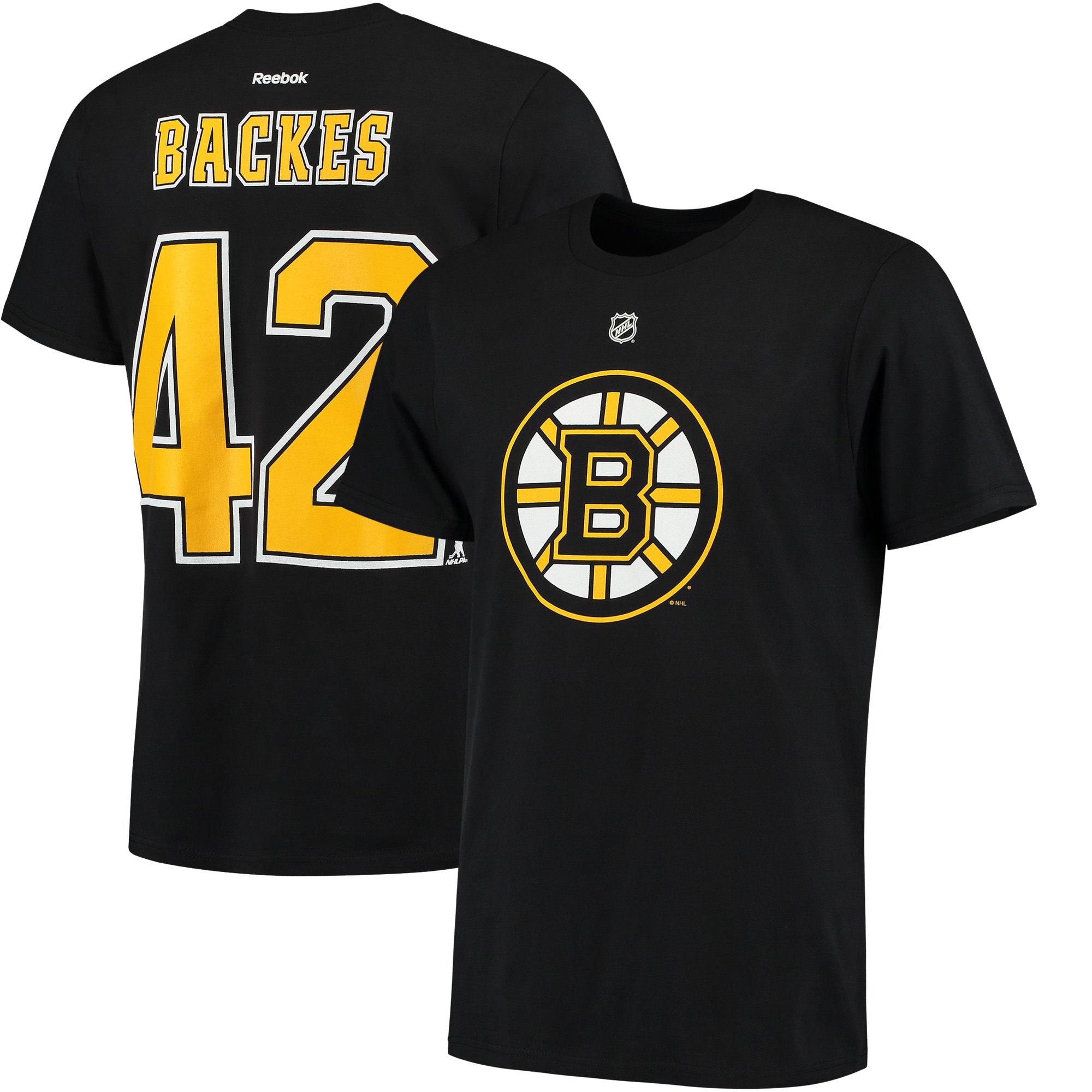 Boston Bruins #42 David Backes Reebok Name & Number T-Shirt Black