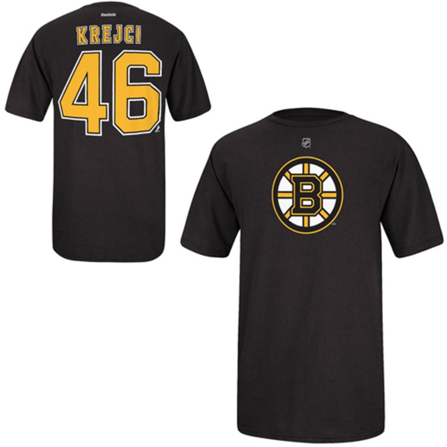 Boston Bruins #46 David Krejci Reebok Name and Number Player T-Shirt Black