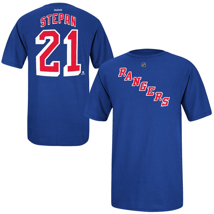 New York Rangers #21 Derek Stepan Reebok Name and Number Player T-Shirt Royal