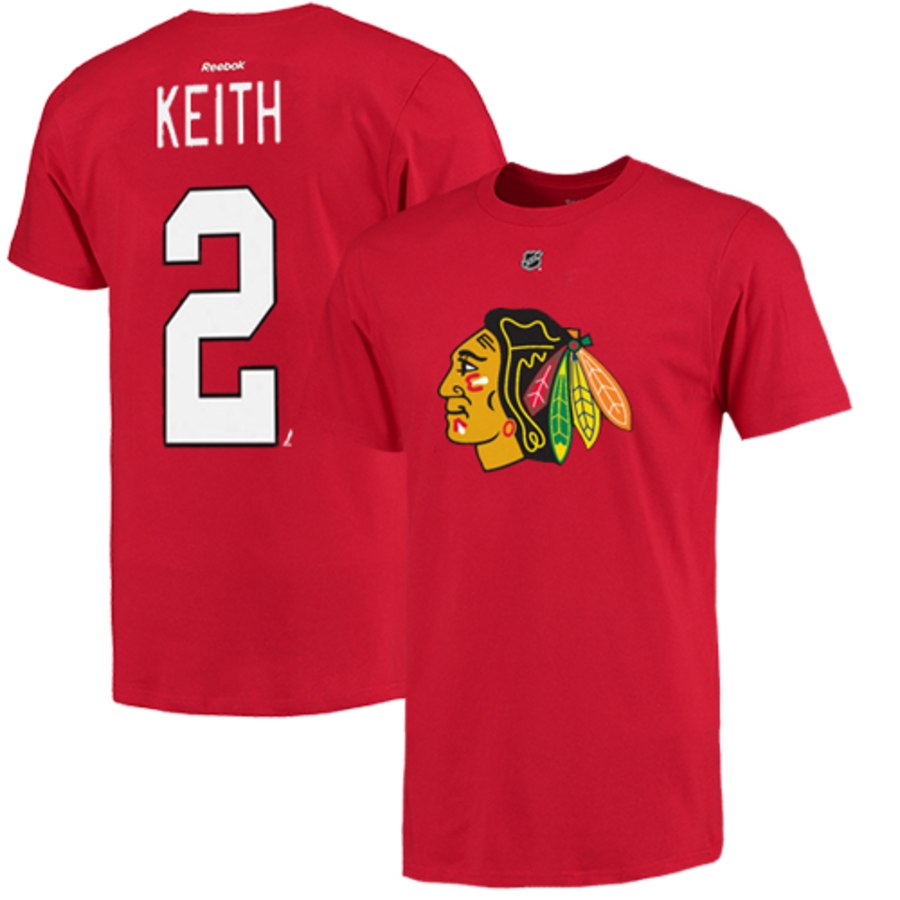 Chicago Blackhawks #2 Duncan Keith Reebok Name and Number Player T-Shirt Red