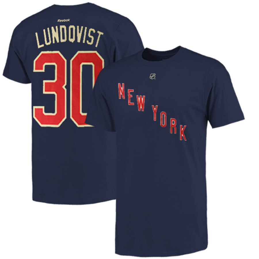 New York Rangers #30 Henrik Lundqvist Reebok Name and Number Player T-Shirt Navy