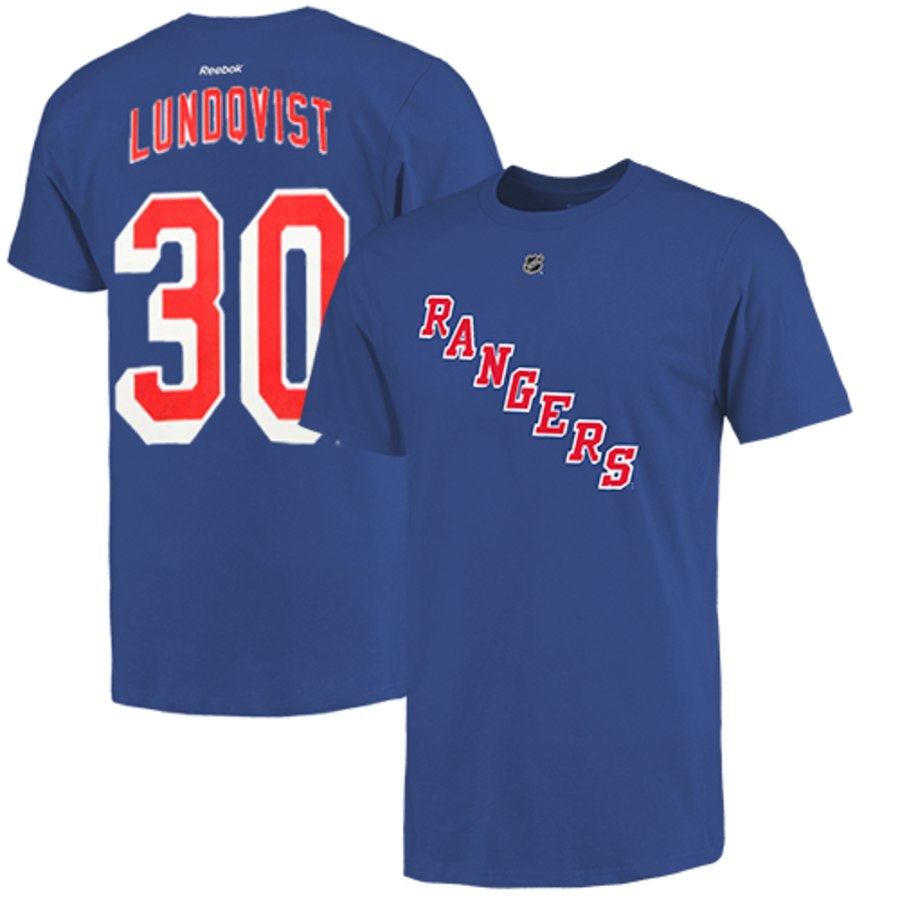 New York Rangers #30 Henrik Lundqvist Reebok Name and Number Player T-Shirt Royal