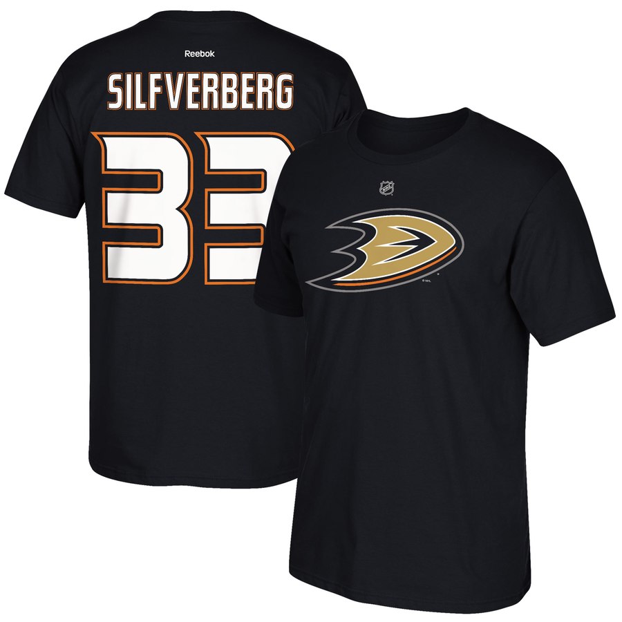 Anaheim Ducks #33 Jakob Silfverberg Reebok Home Name & Number T-Shirt Black