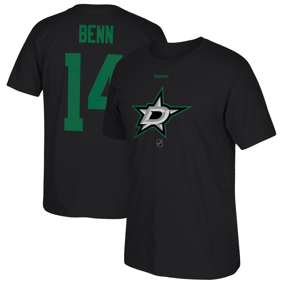 Dallas Stars #14 Jamie Benn Reebok Center Ice TNT Reflect Logo Name & Number T-Shirt Black