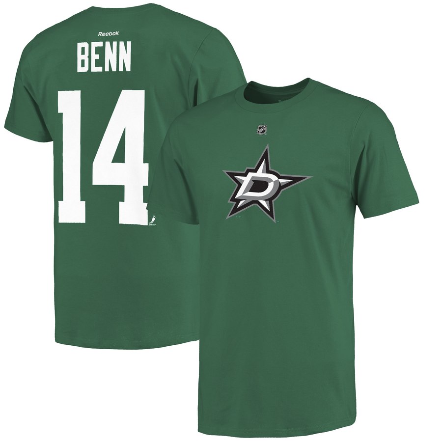 Dallas Stars #14 Jamie Benn Reebok Name and Number Player T-Shirt Green