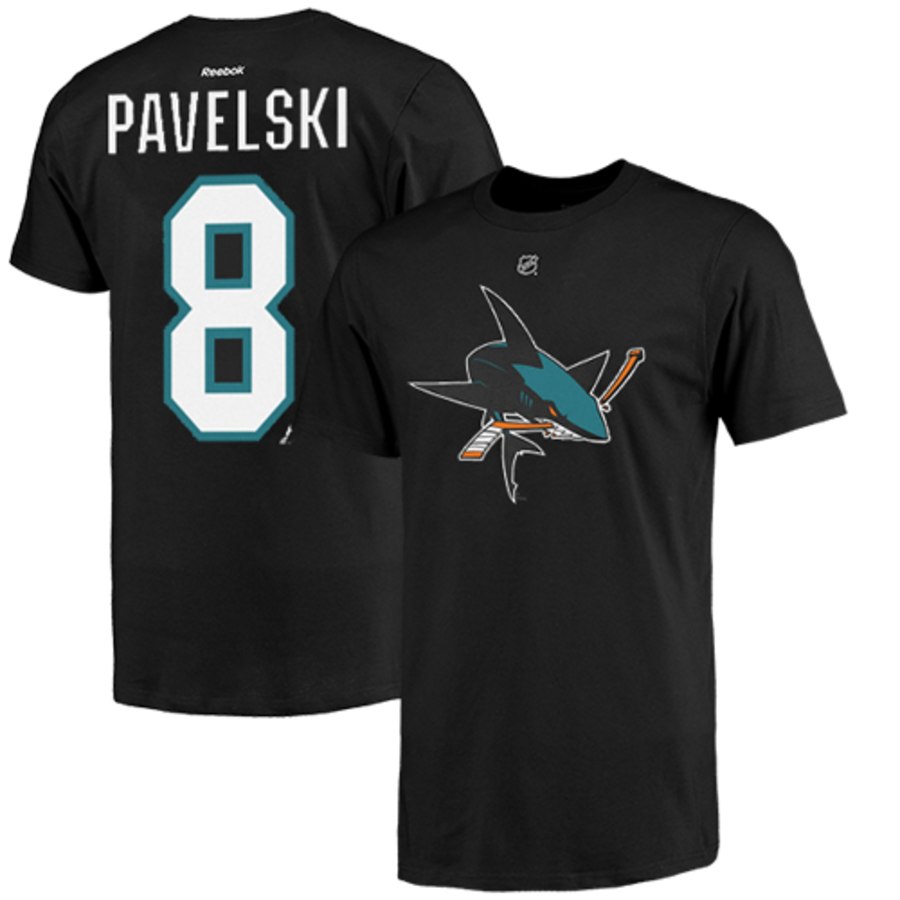 San Jose Sharks #8 Joe Pavelski Reebok Name and Number Player T-Shirt Black