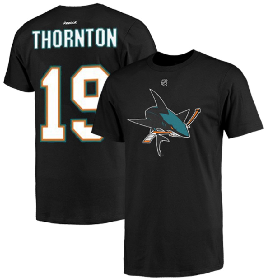 San Jose Sharks #19 Joe Thornton Reebok Name and Number Player T-Shirt Black