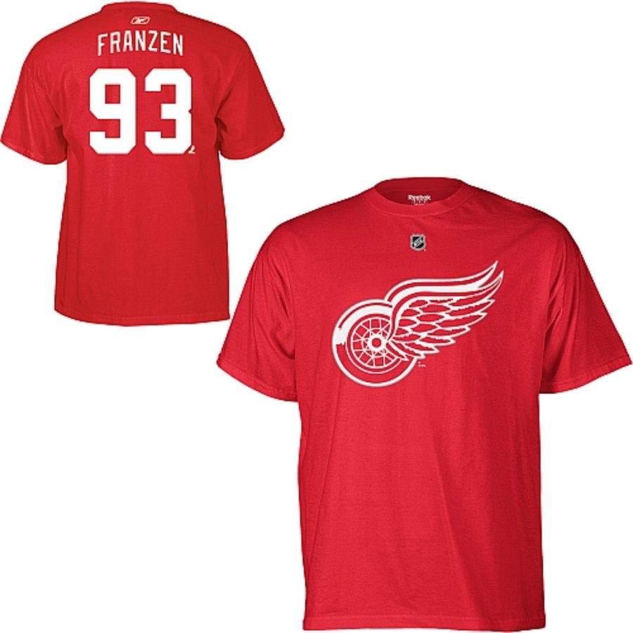 Detroit Red Wings #93 Johan Franzen Reebok Name and Number Player T-Shirt Red