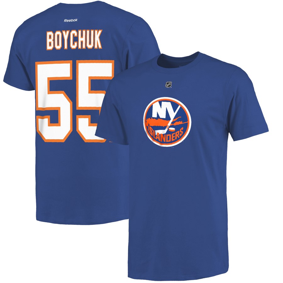 New York Islanders #55 Johnny Boychuk Reebok Name and Number T-Shirt Royal