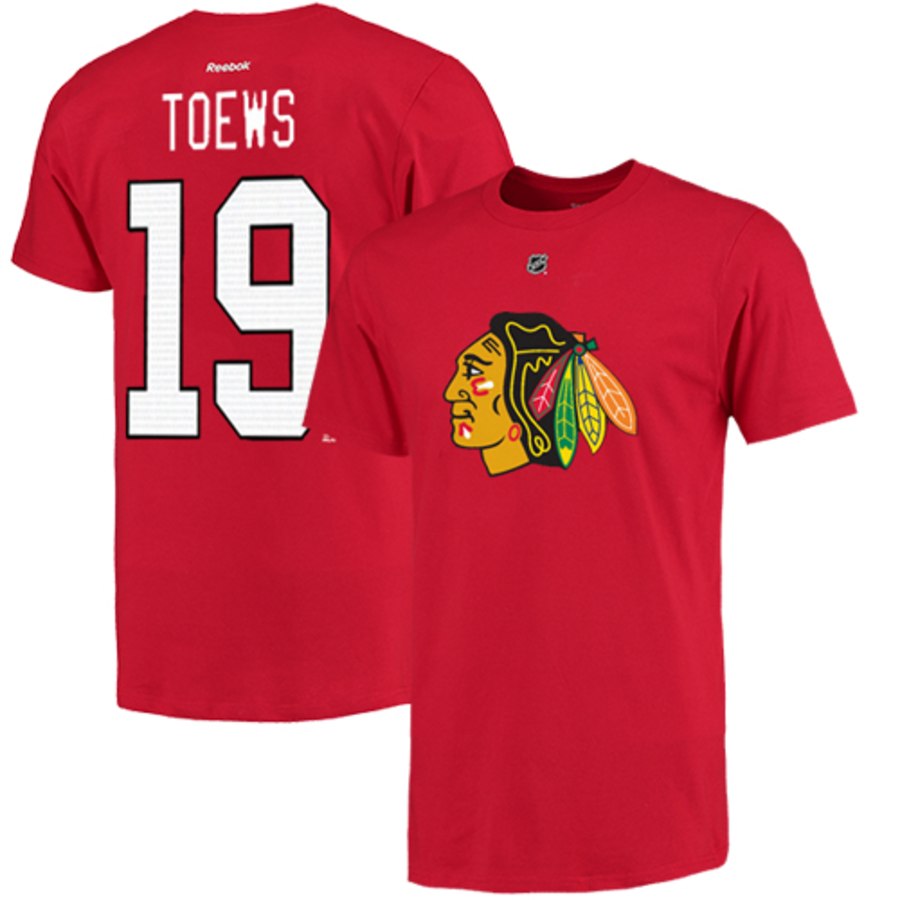 Chicago Blackhawks #19 Jonathan Toews Reebok Name and Number Player T-Shirt Red