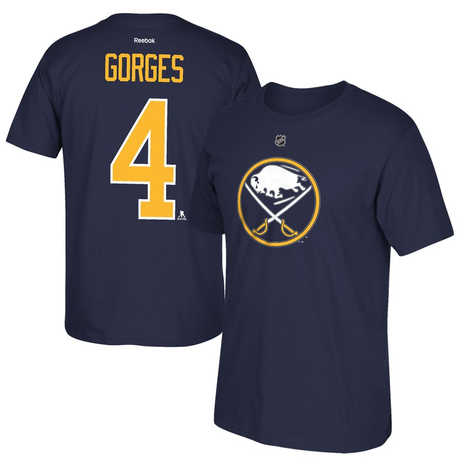 Buffalo Sabres #4 Josh Gorges Reebok Name & Number T-Shirt Navy