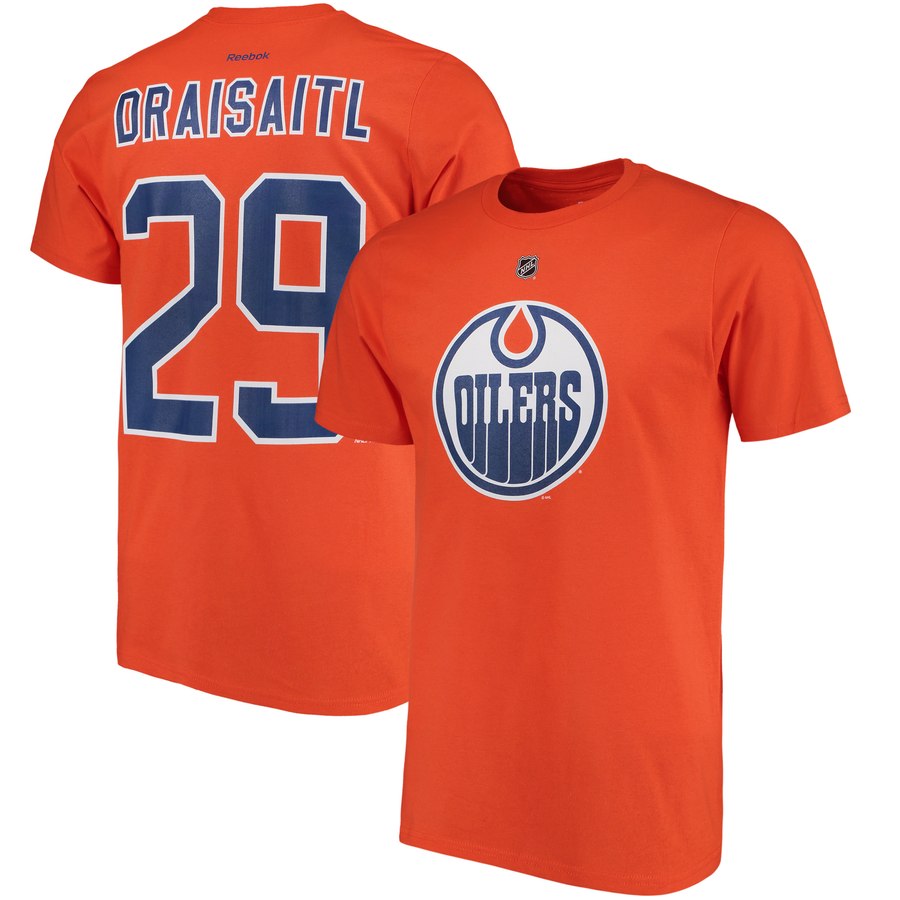 Edmonton Oilers #29 Leon Draisaitl Reebok Third Name & Number T-Shirt Orange