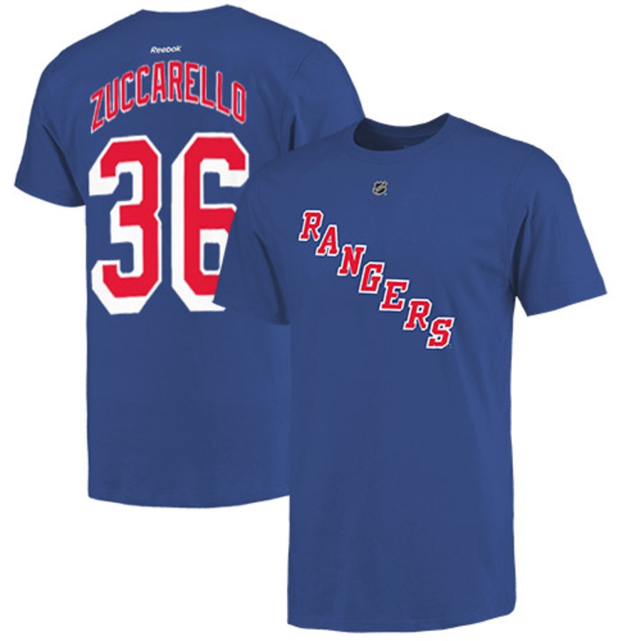 New York Rangers #36 Mats Zuccarello Reebok Name and Number Player T-Shirt Royal