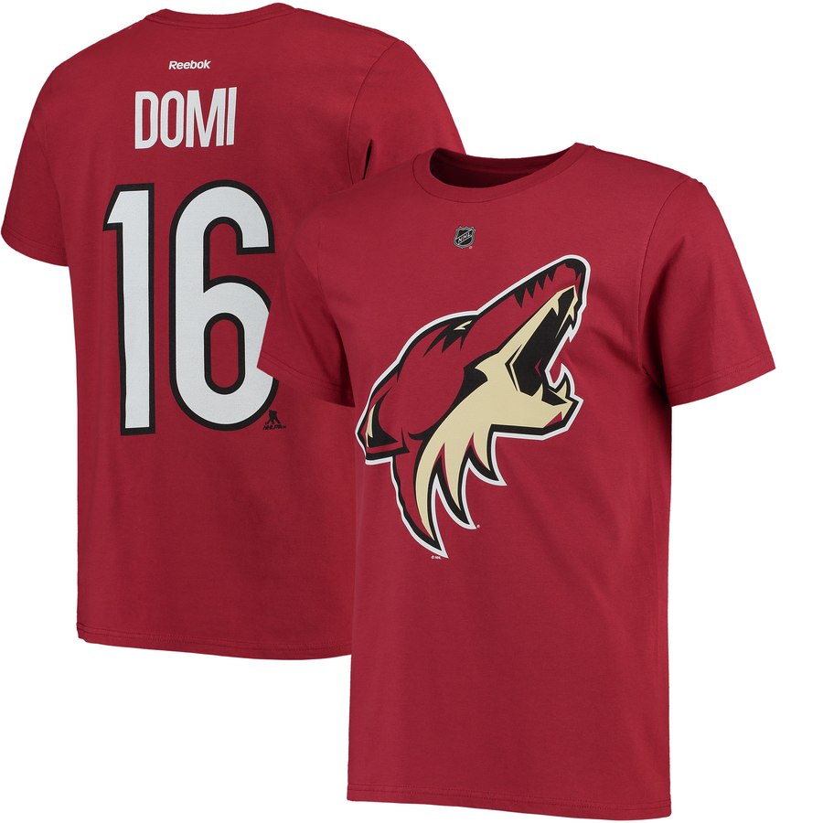 Arizona Coyotes #16 Max Domi Reebok Name & Number T-Shirt Garnet