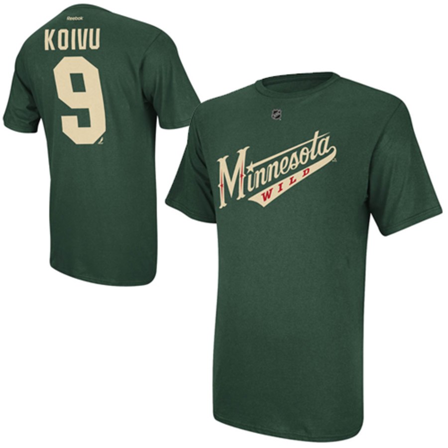 Minnesota Wild #9 Mikko Koivu Reebok Name and Number Player T-Shirt Green