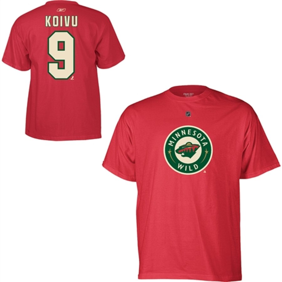 Minnesota Wild #9 Mikko Koivu Reebok Name and Number Player T-Shirt Red