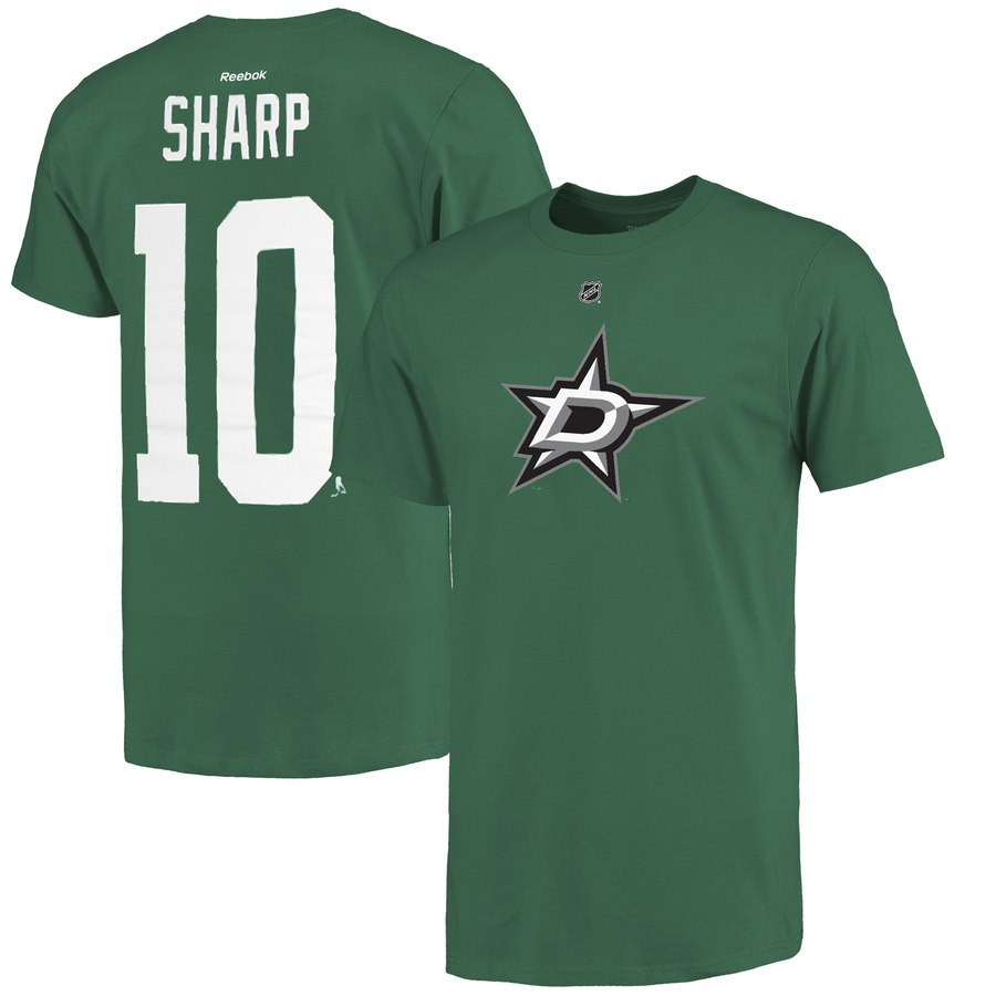 Dallas Stars #10 Patrick Sharp Reebok Name and Number T-Shirt Green