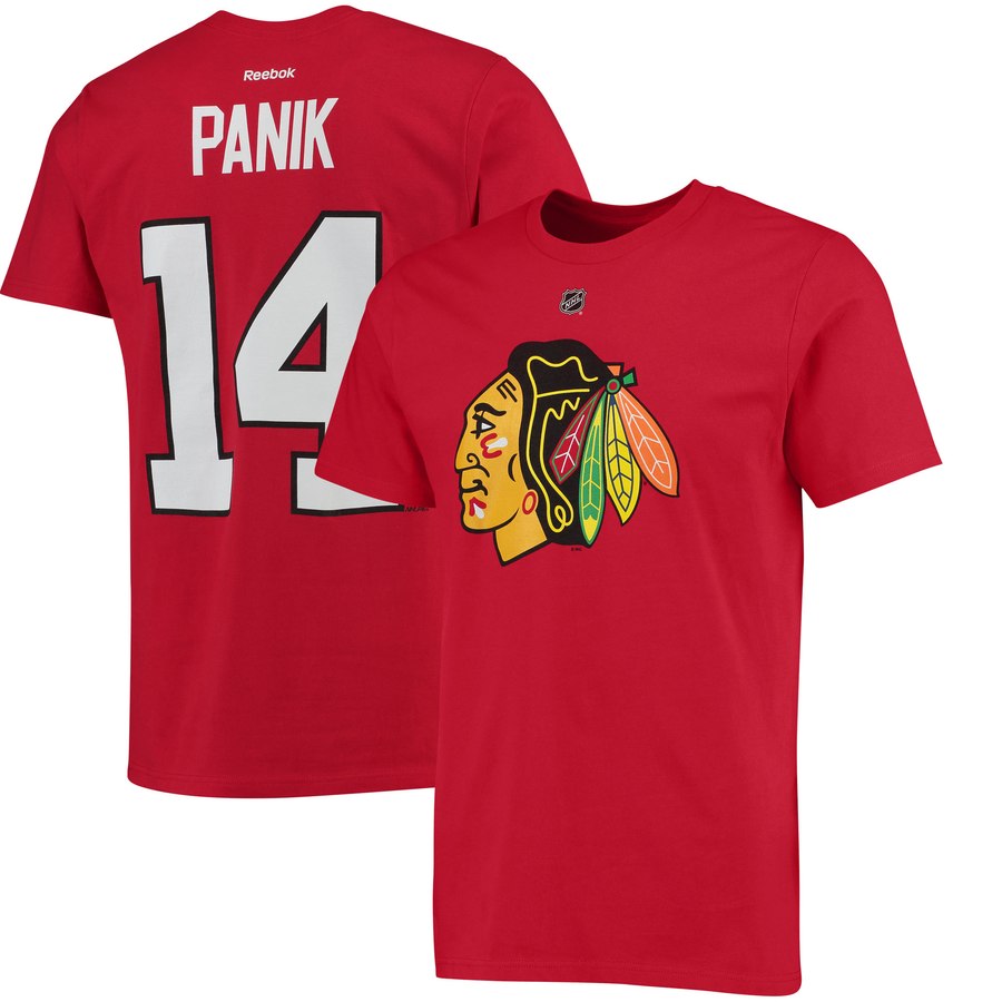 Chicago Blackhawks #14 Richard Panik Reebok Home Name & Number T-Shirt Red