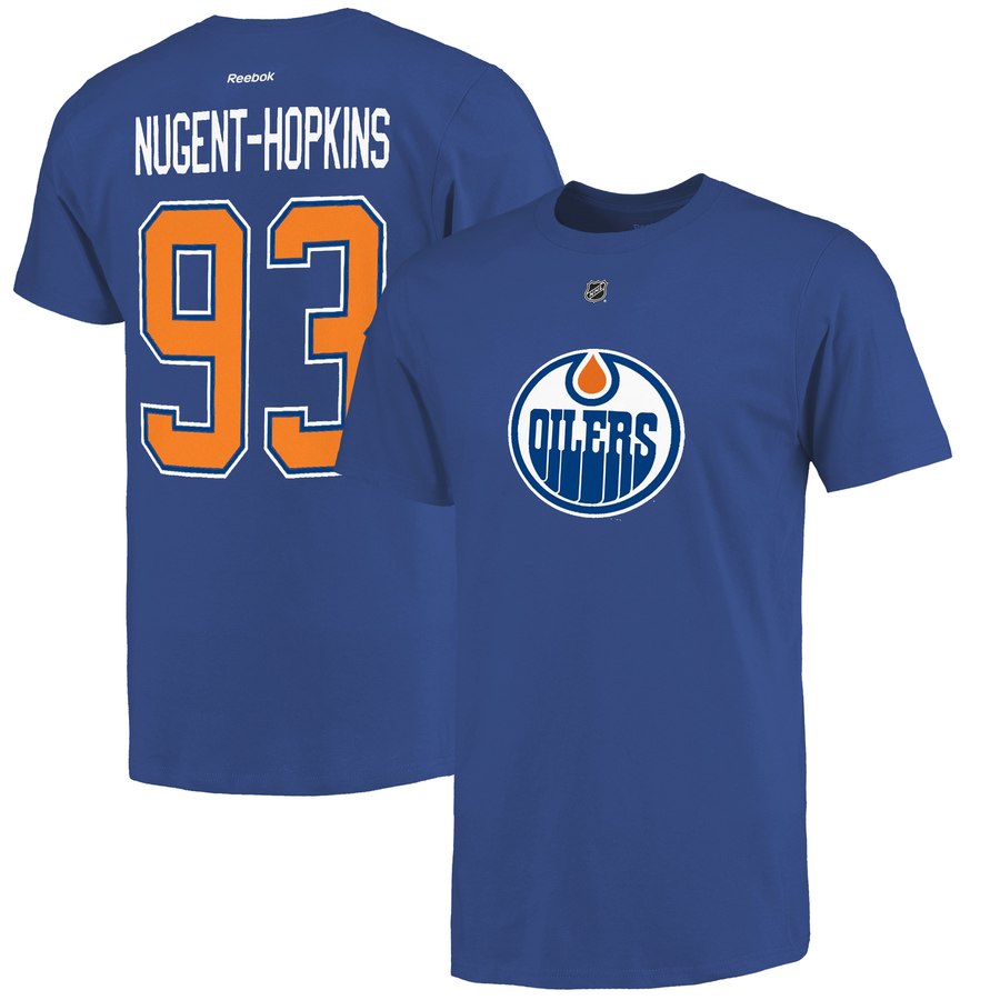 Edmonton Oilers #93 Ryan Nugent-Hopkins Reebok Name and Number Player T-Shirt Navy