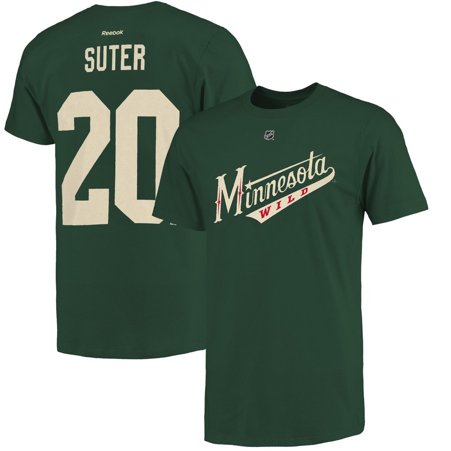 Minnesota Wild #20 Ryan Suter Reebok Name and Number Player T-Shirt Green