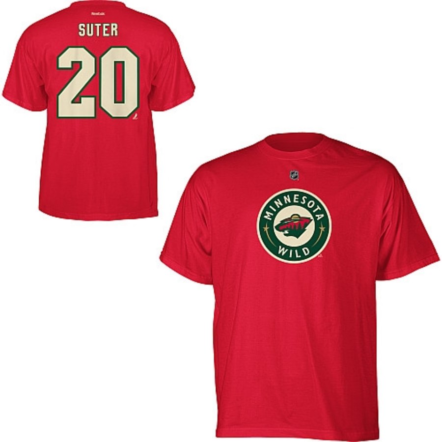 Minnesota Wild #20 Ryan Suter Reebok Name and Number Player T-Shirt Red