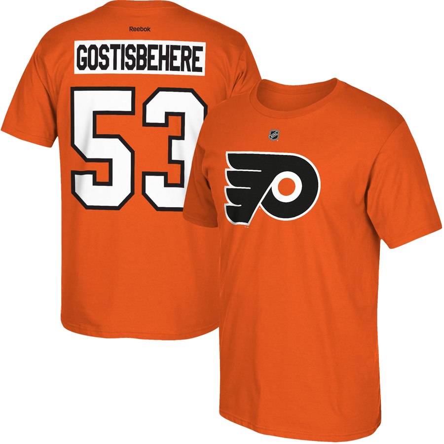 Philadelphia Flyers #53 Shayne Gostisbehere Reebok Home Name & Number T-Shirt Orange