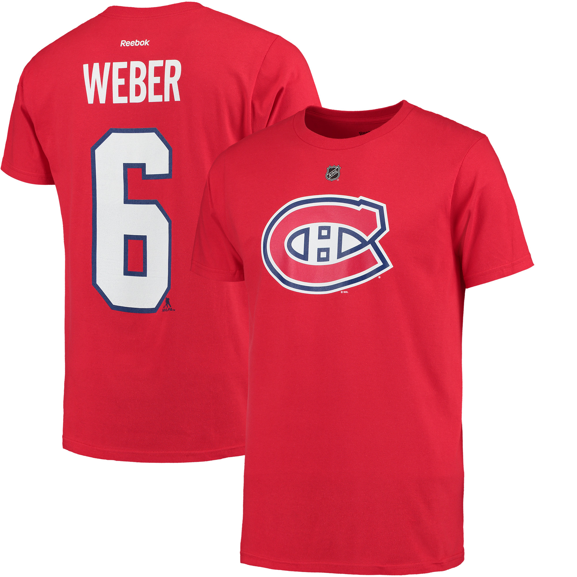 Montreal Canadiens #6 Shea Weber Reebok Name & Number T-Shirt Red