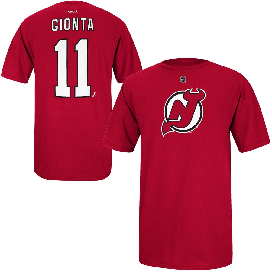 New Jersey Devils #11 Stephen Gionta Reebok Name and Number Player T-Shirt Red