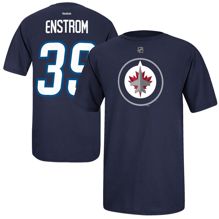 Winnipeg Jets #39 Tobias Enstrom Reebok Name and Number Player T-Shirt Navy