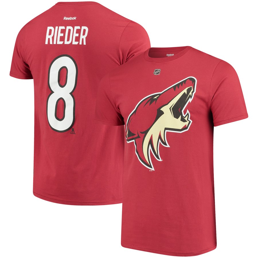 Arizona Coyotes #8 Tobias Rieder Reebok Name & Number T-Shirt Garnet