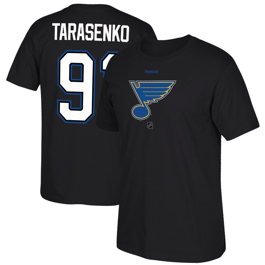 St. Louis Blues #91 Vladimir Tarasenko Reebok Center Ice TNT Reflect Logo Name & Number T-Shirt Black