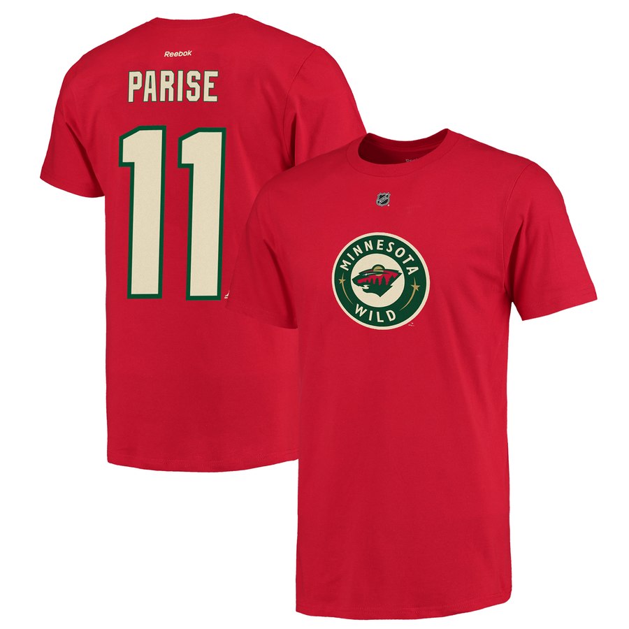 Minnesota Wild #11 Zach Parise Reebok Name and Number Player T-Shirt Red