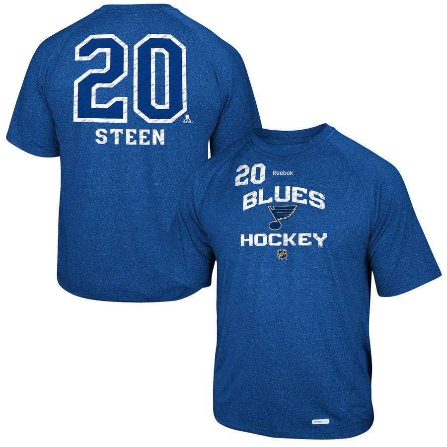 St. Louis Blues #20 Alexander Steen Reebok No. 20 Locker Status Name & Number Speed Wick T-Shirt Royal